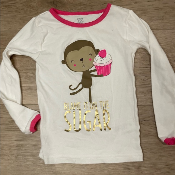 Girls’ Graphic Monkey Pajama Set with two interchangeable tops - Picture 2 of 8